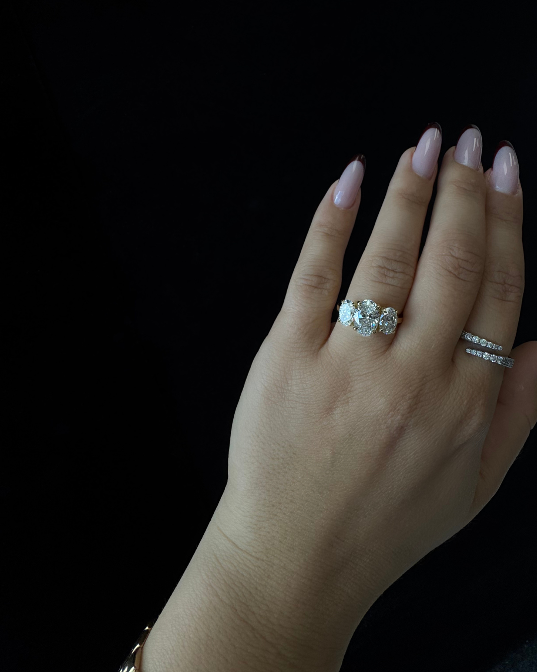 3 Stone Oval Shape Lab Grown Diamond Engagement Ring