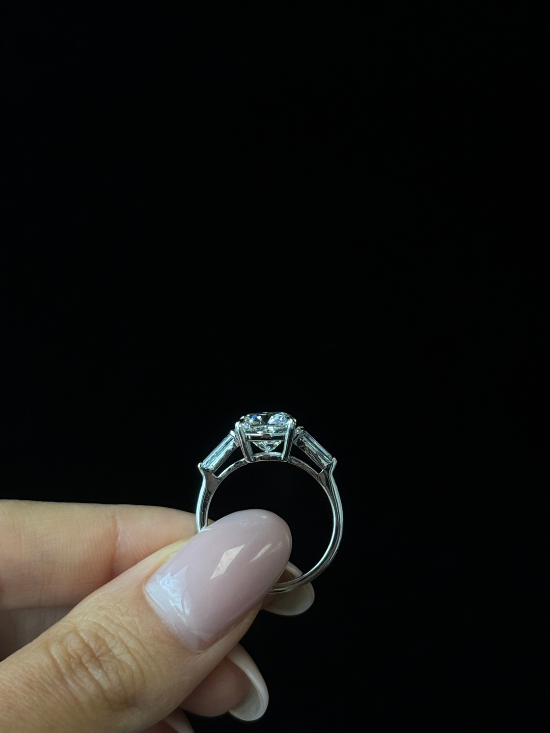 Asscher Cut Lab Diamond Engagement Ring with Tapered Baguettes SideStones