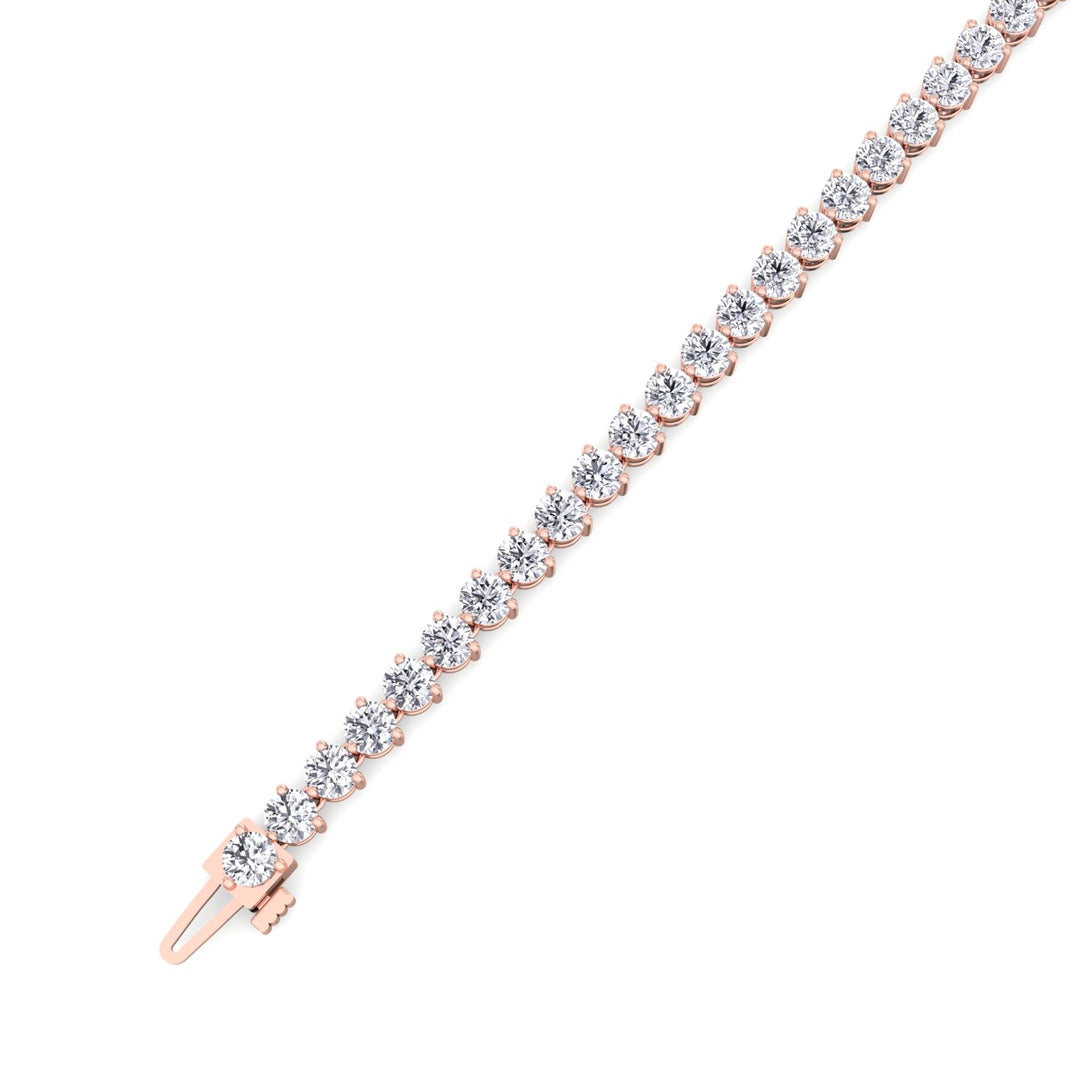 3 Prong Round Cut Lab Diamond Tennis Bracelet 14K 