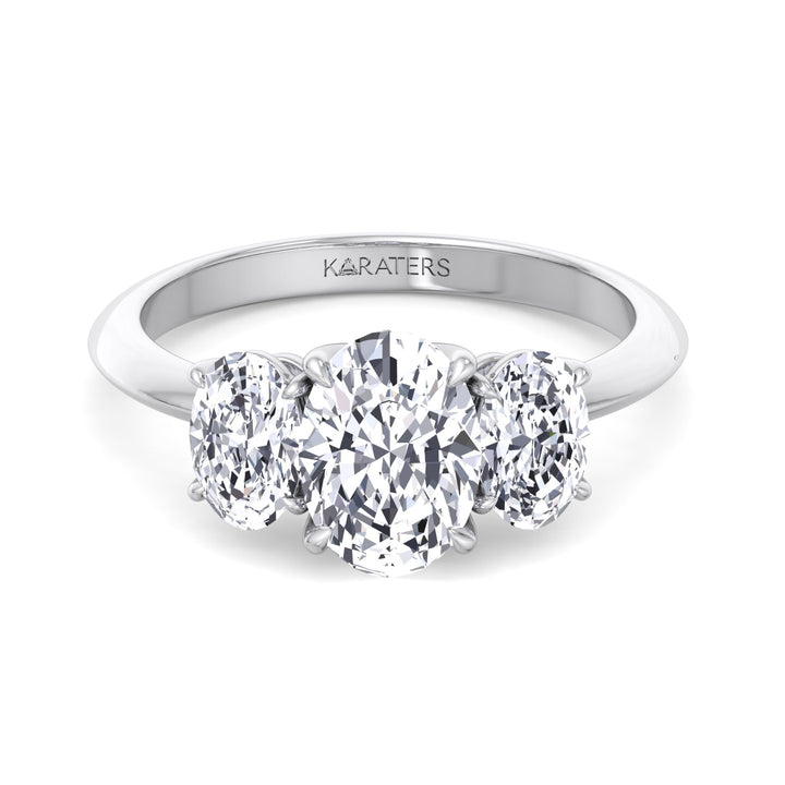 3 Stone Oval Shape Lab Diamond Ring White