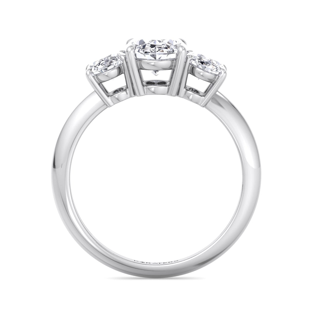 3 Stone Oval cut Lab Diamond Ring White Gold
