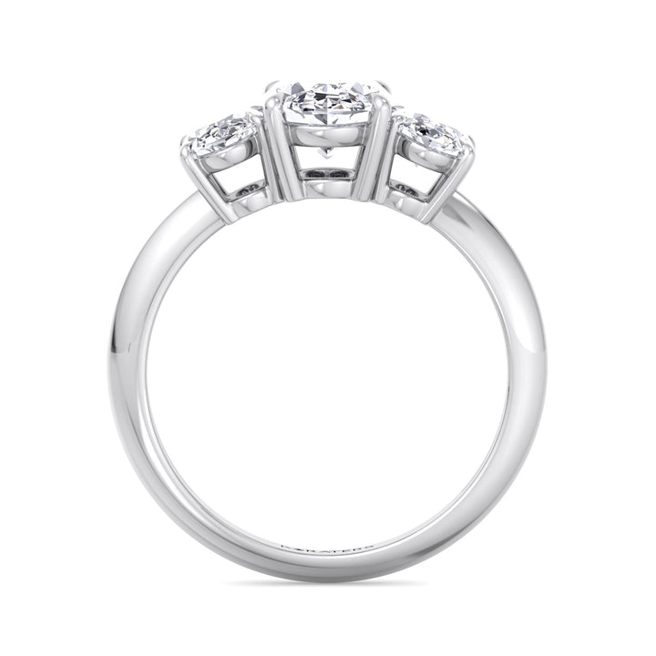3 Stone Oval cut Lab Diamond Ring White Gold