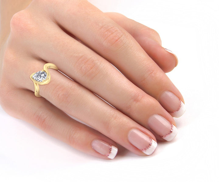 Pear Shape Lab Grown Diamond Twist Band Engagement Ring lifestyle YG