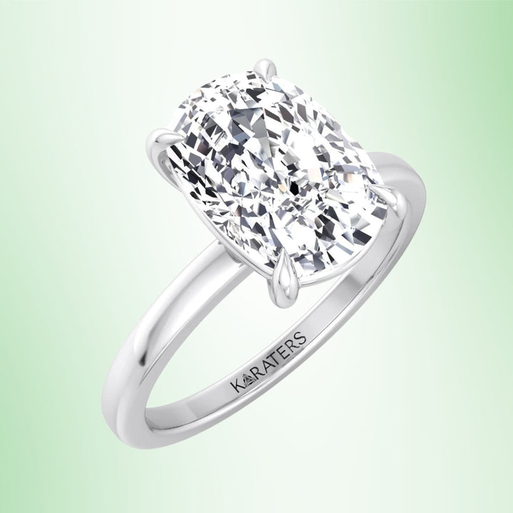 Elongated Cushion Cut Solitaire Lab Grown Diamond Engagement Ring