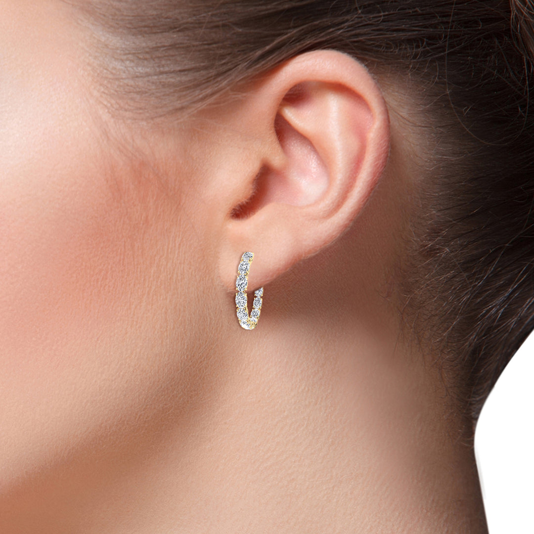 Oval-Cut Lab Grown Diamond Hoops- 14K-18K-5CT-Yellow Gold