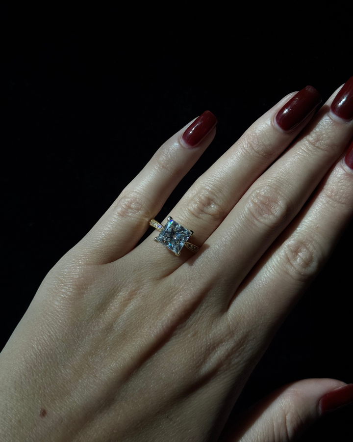 Princess Cut Lab-Grown Diamond Engagement Ring with SideStones Channel Setting