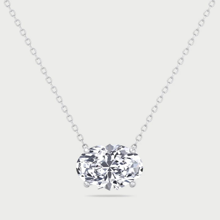 Floating Oval Shape Lab Grown Diamond Pendant