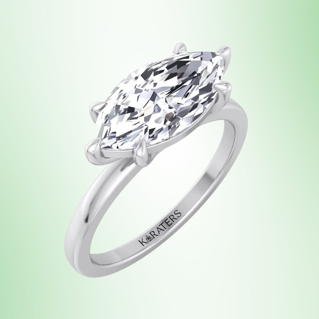 Echter - Marquise Cut Lab Grown Diamond East West Solitaire Engagement Ring