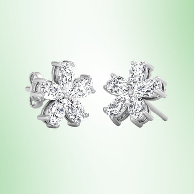 Chelsi - 1.07 Carat Pear Shape Lab-Grown Diamond Flower Earring Studs