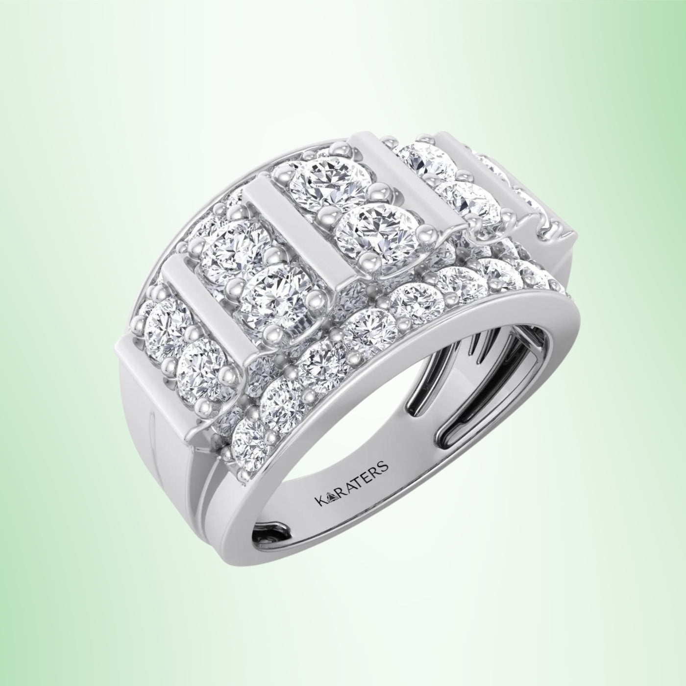 Beta - 5ct Men’s Multi Row Lab-Grown Diamond Column Ring