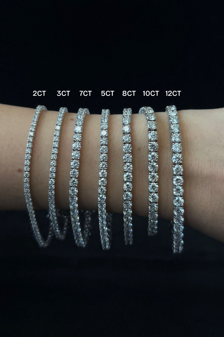 4 Prong Round Cut Lab-Grown Diamond Tennis Bracelet 14K Solid Gold