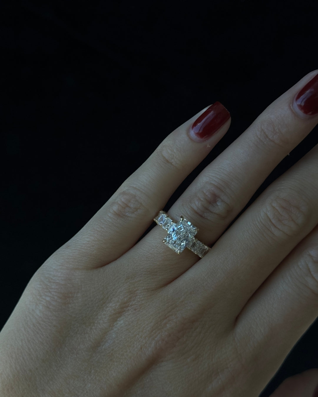 Radiant Cut Lab-Grown Diamond Eternity Engagement Ring