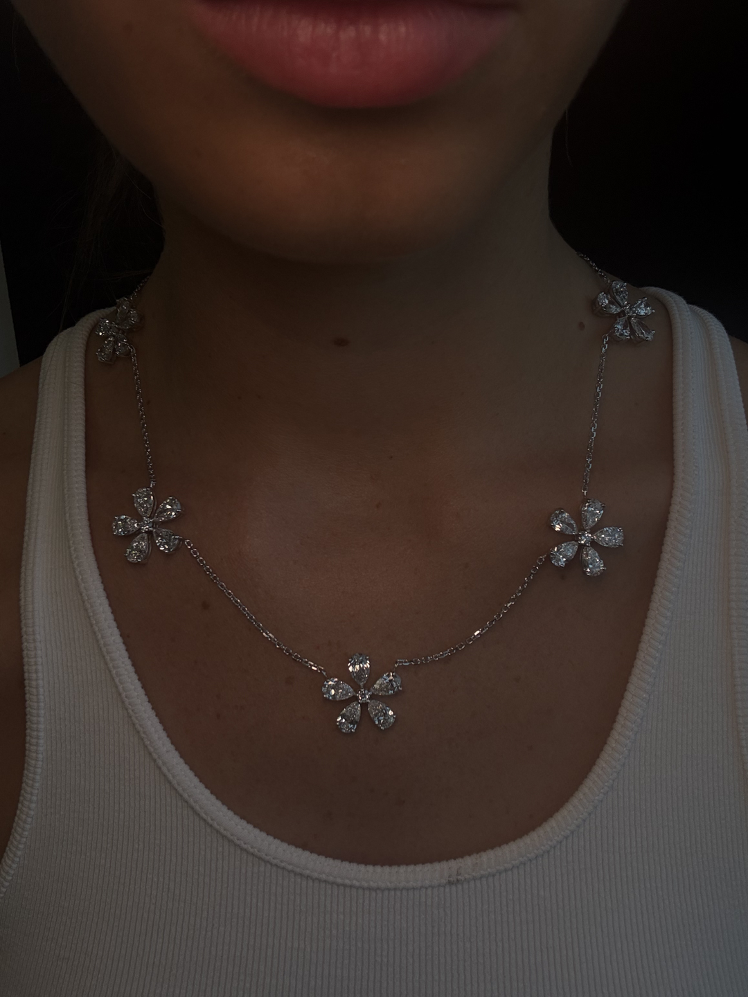 Five Flower Lab Grown Diamond Necklace