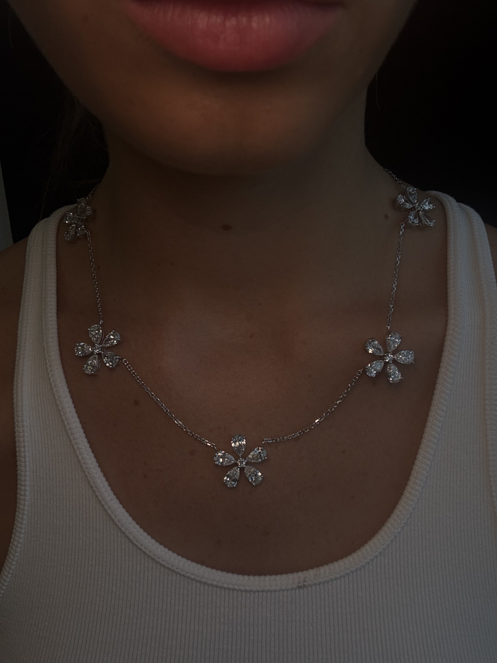 Five Flower Lab Grown Diamond Necklace