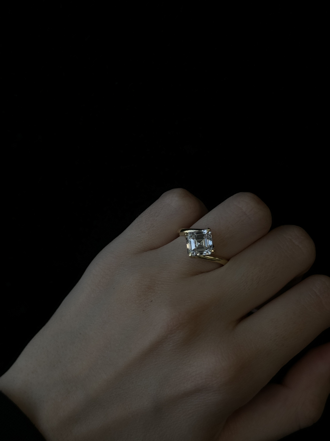 Asscher Cut Solitaire Lab Grown Diamond Engagement Ring