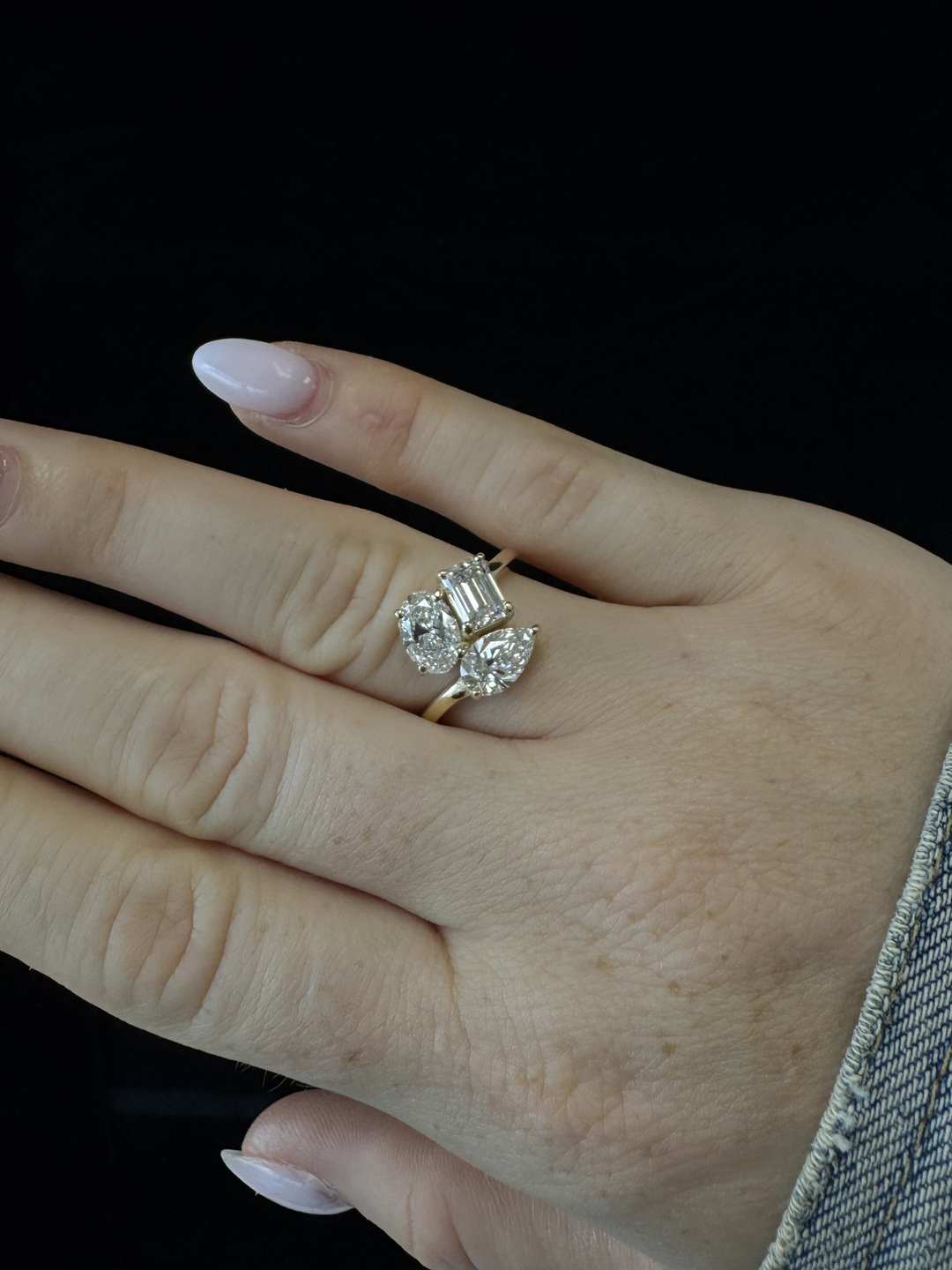 Toi et Moi Three Stone - Pear, Oval & Emerald Cut Lab Grown Diamond Engagement Ring