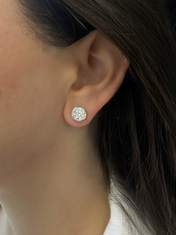 Bezel Set Round Cut Lab-Grown Diamond Studs