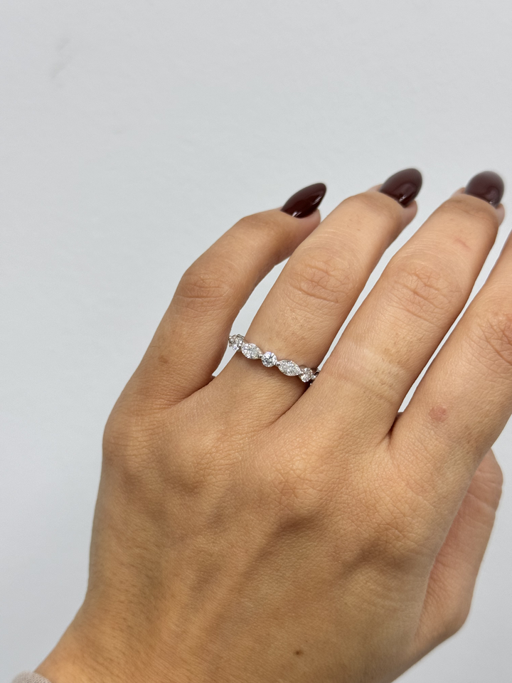 Round and Marquise Shape Lab Grown Diamond Eternity Band