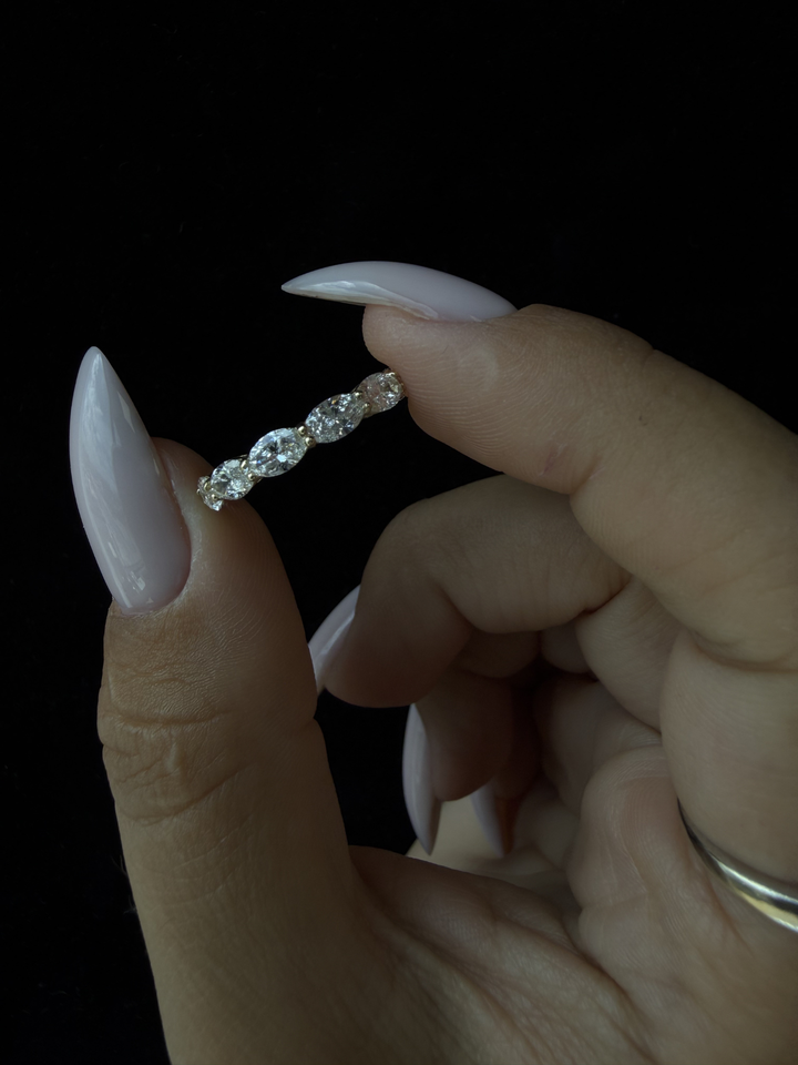 East West Oval Shape Lab Grown Diamond Eternity Band ( Pinky Ring ) Lifestyle 3