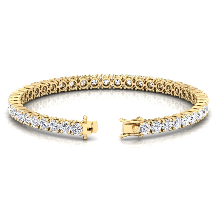 4 Prong Round Cut Lab Diamond Tennis Bracelet 14K Clasp