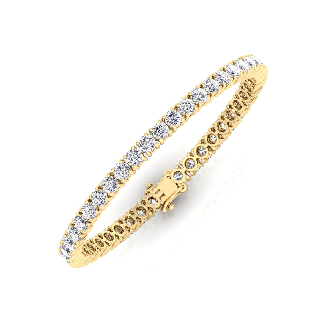 4 Prong Round Cut Lab Diamond Tennis Bracelet 14K Gold