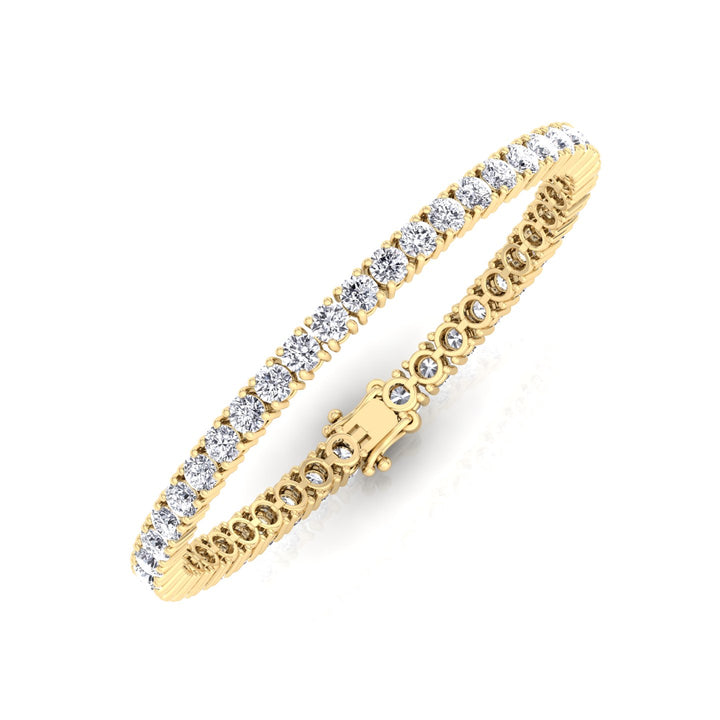 4 Prong Round Cut Lab Diamond Tennis Bracelet 14K Gold