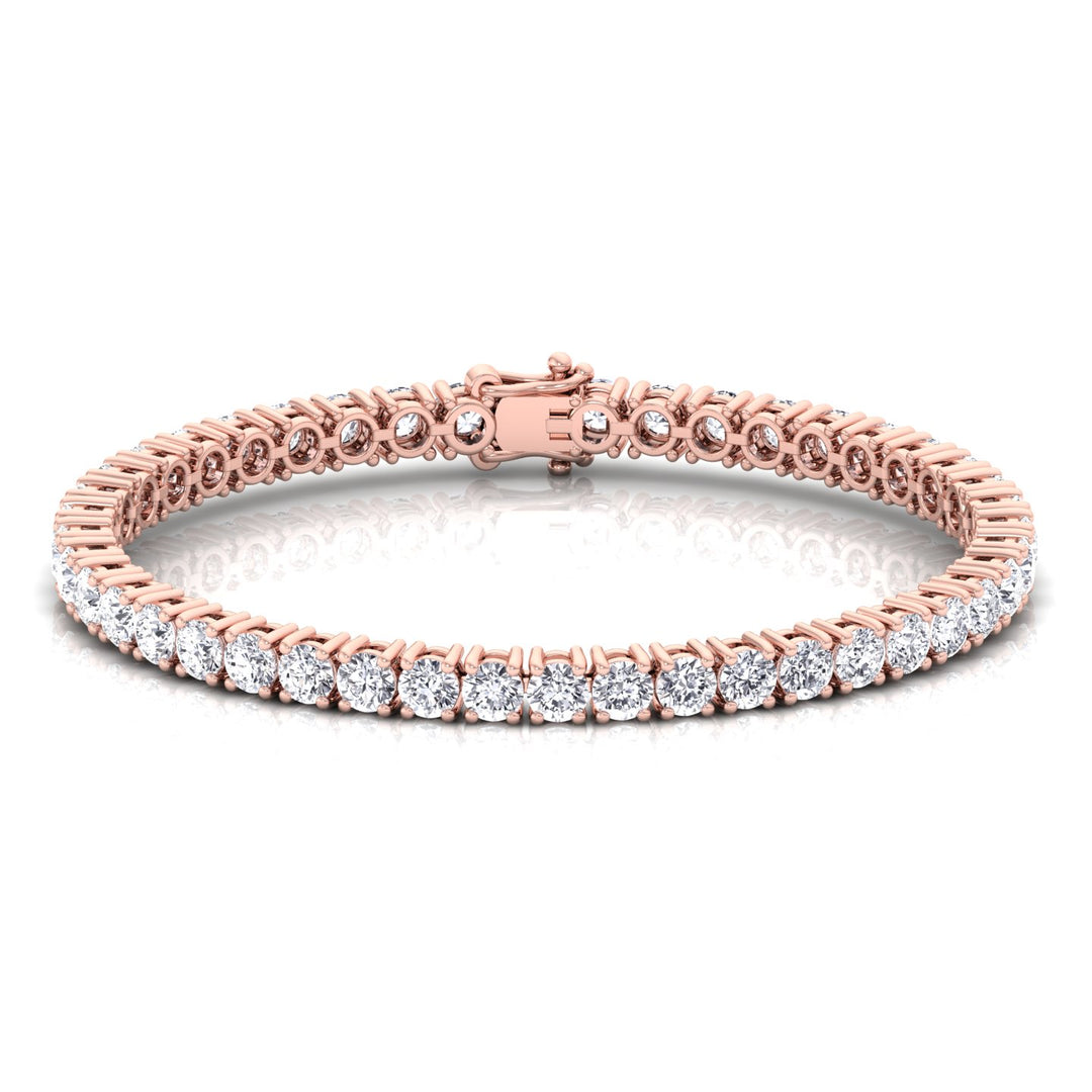 4 Prong Round Cut Lab Diamond Tennis Bracelet 14K Rose