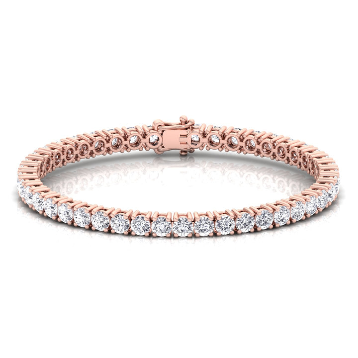 4 Prong Round Cut Lab Diamond Tennis Bracelet 14K Rose