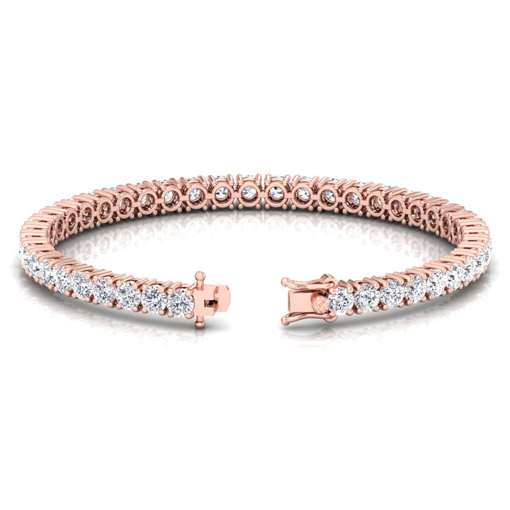 4 Prong Round Cut Lab Diamond Tennis Bracelet 14K Rose Gold