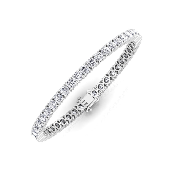 4 Prong Round Cut Lab Diamond Tennis Bracelet 14K White 
