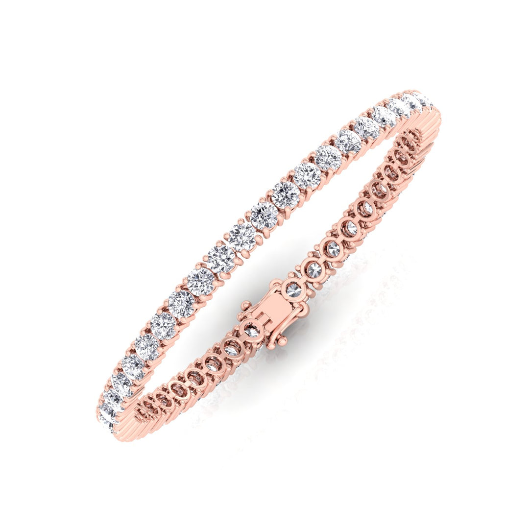 4 Prong Round Lab Diamond Tennis Bracelet 14K Rose Gold