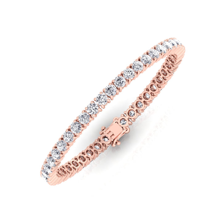 4 Prong Round Lab Diamond Tennis Bracelet 14K Rose Gold