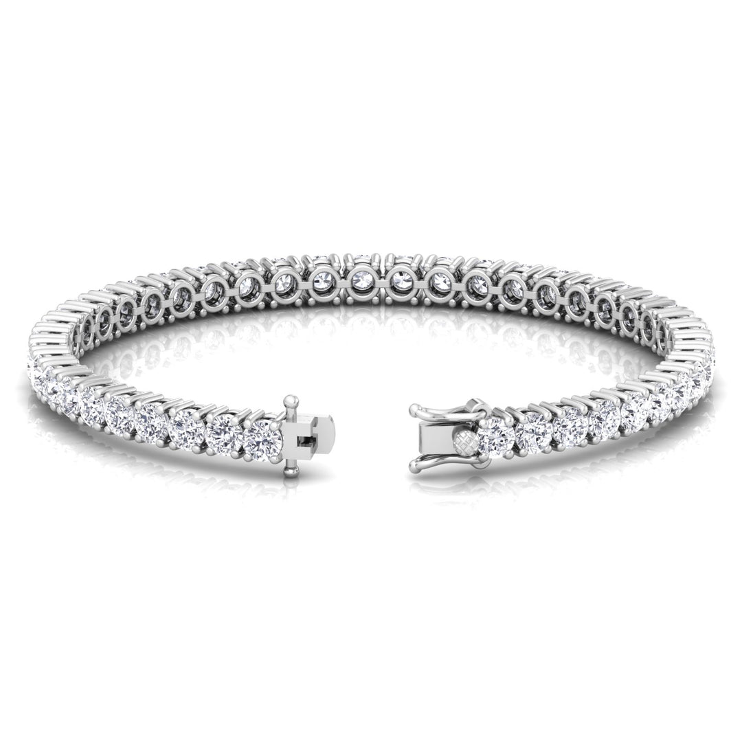 4 Prong Round Lab Diamond Tennis Bracelet 14K White 