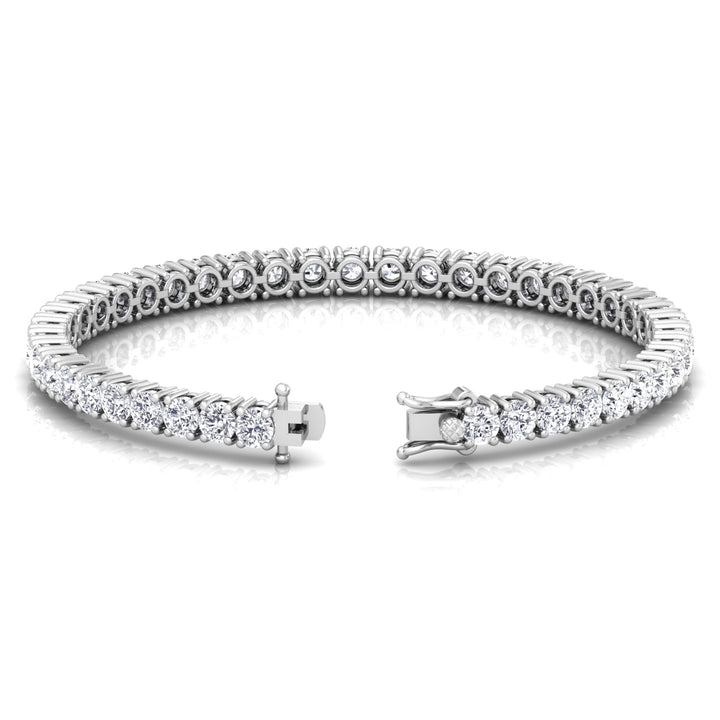 4 Prong Round Lab Diamond Tennis Bracelet 14K White 
