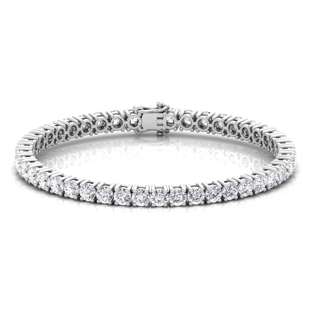 4 Prong Round Lab Diamond Tennis Bracelet 14K White Gold