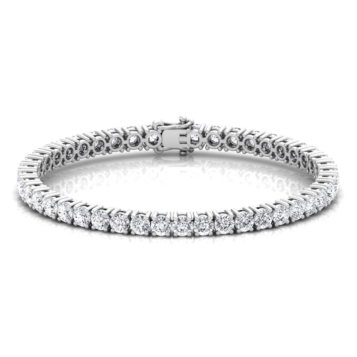 4 Prong Round Lab Diamond Tennis Bracelet 14K White Gold