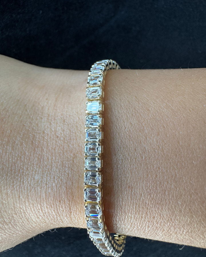 Emerald Cut Lab-Grown Diamond Tennis Bracelet 14K Solid Gold
