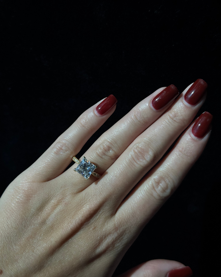 Princess Cut Lab-Grown Diamond Engagement Ring with SideStones Channel Setting