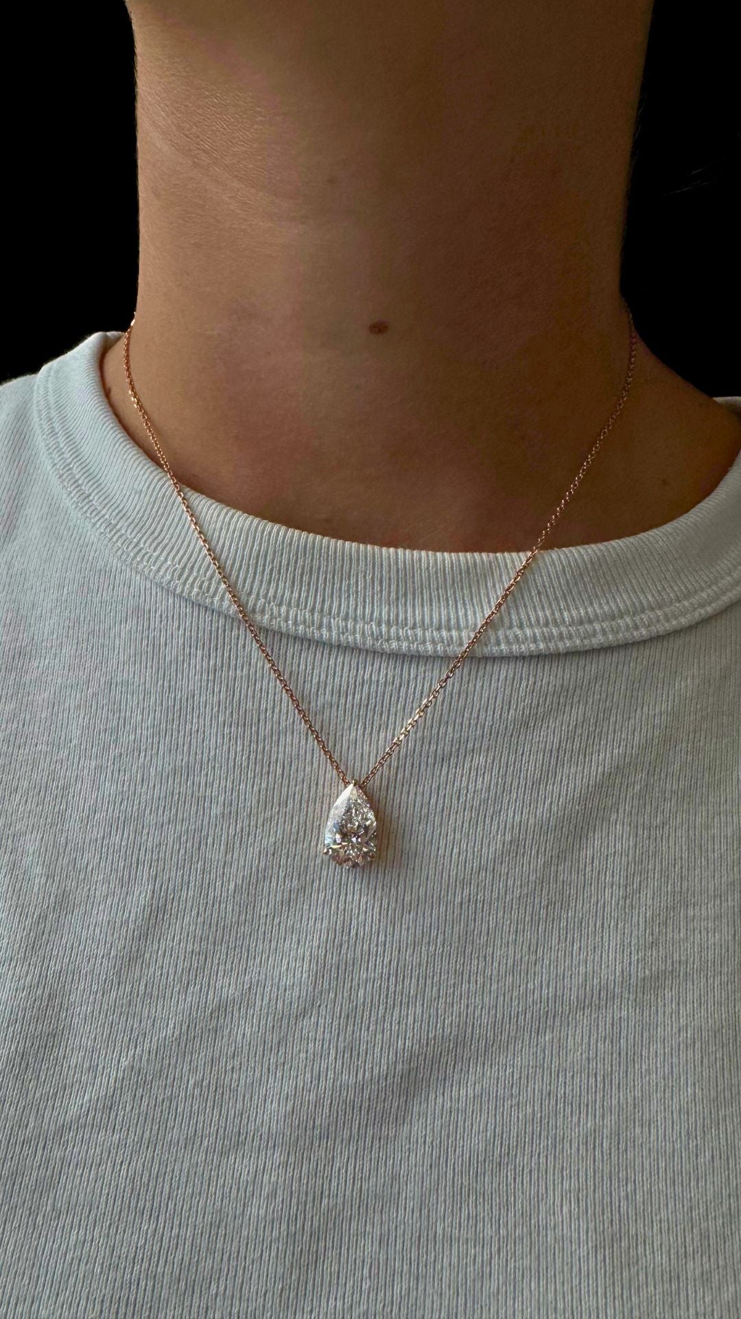 4ct Floating Pear Shape Lab Grown Diamond Rose Pendant