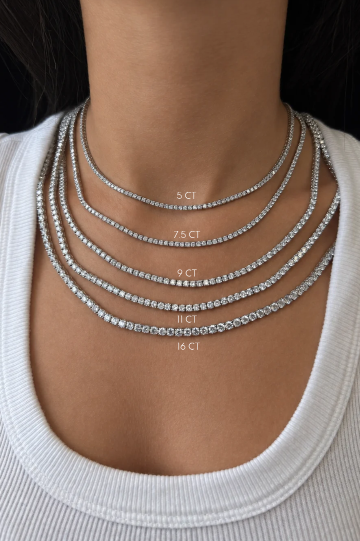 5 Stacks 4-Prong Lab-Grown Diamond Tennis Necklace