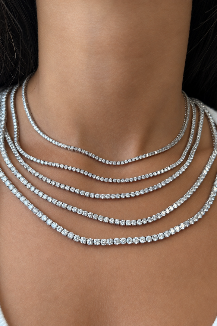5-3 Stacks 4-Prong Lab-Grown Diamond Tennis Necklace 22