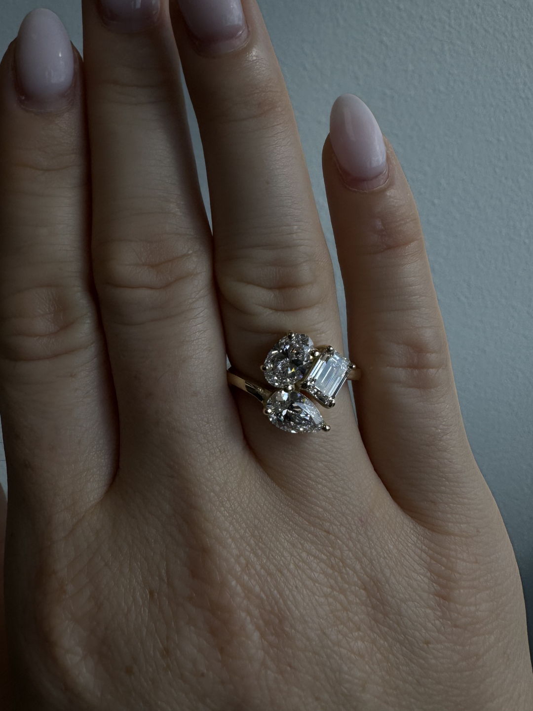 Toi et Moi Three Stone - Pear, Oval & Emerald Cut Lab Grown Diamond Engagement Ring