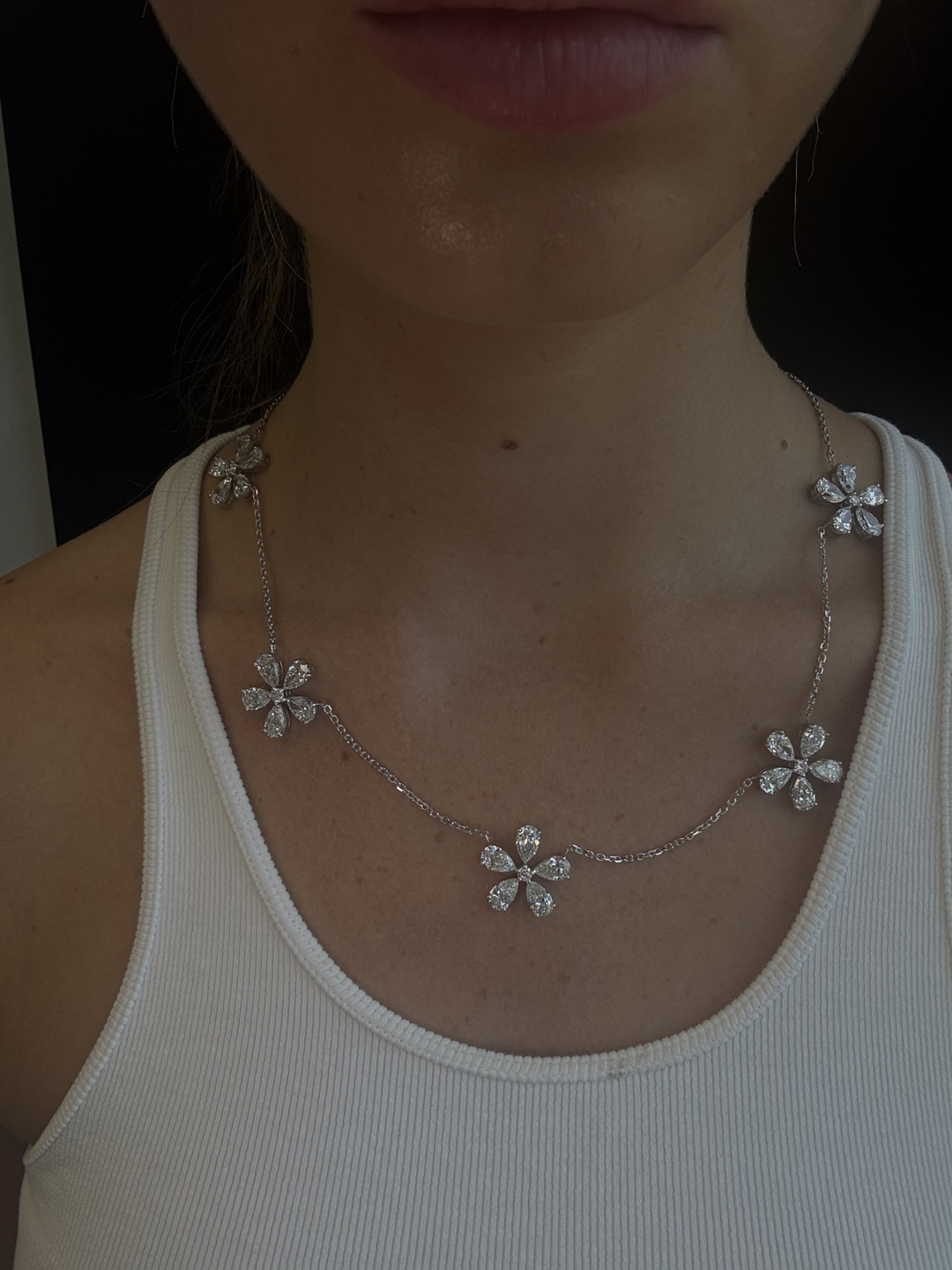 Five Flower Lab Grown Diamond Necklace
