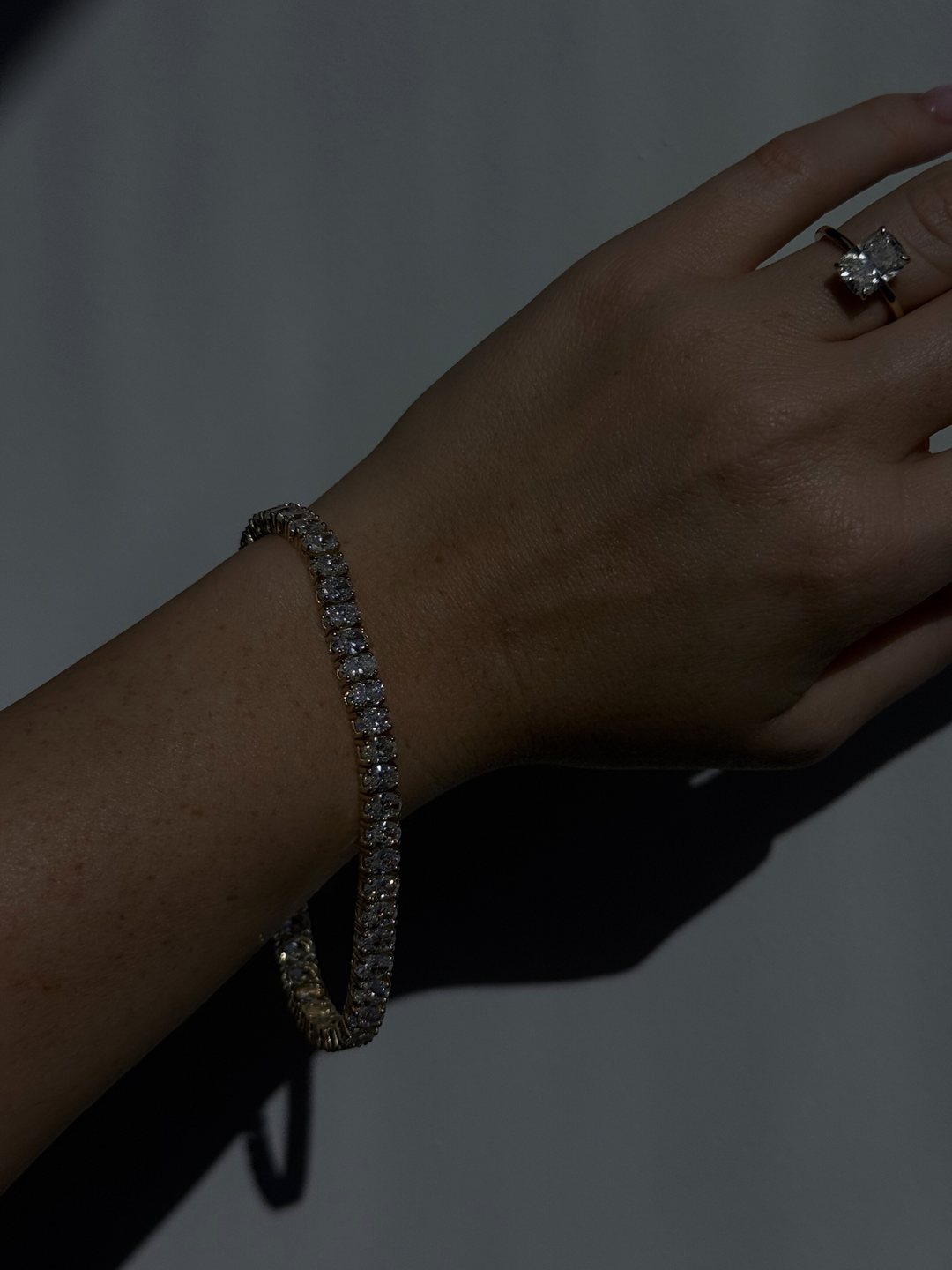 Oval Cut Lab-Grown Diamond Tennis Bracelet 18K Solid Gold