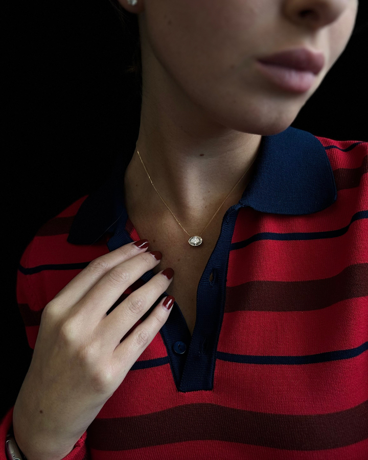 Oval Shape Bezel Set Lab Grown Diamond Pendant