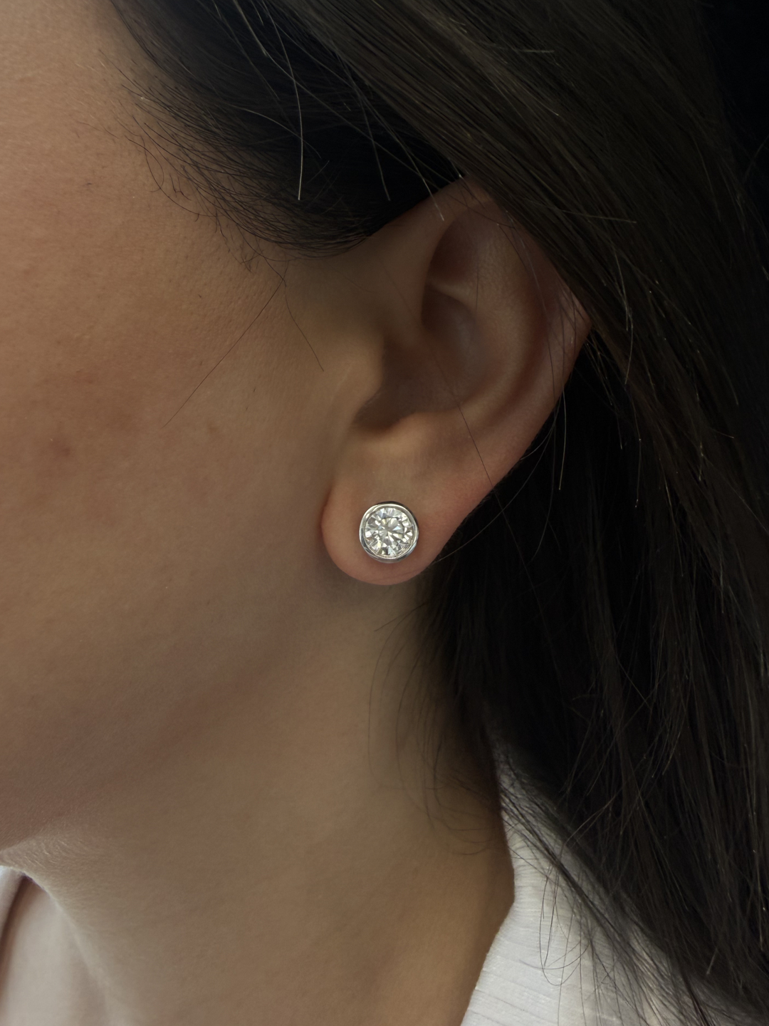 Bezel Set Round Cut Lab-Grown Diamond Studs