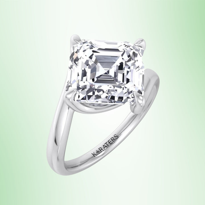 Creme - Asscher Cut Solitaire Lab Grown Diamond Engagement Ring