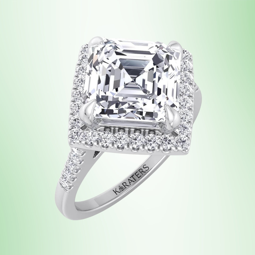 Kohle - Asscher Cut Lab Grown Diamond Engagement Ring With A Halo