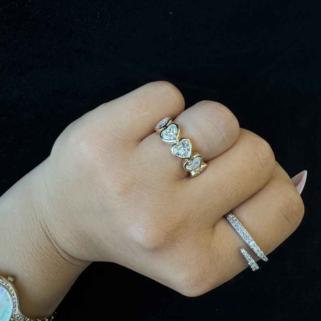 Bezel Set Heart Shape East to West Lab Grown Diamond Eternity Band