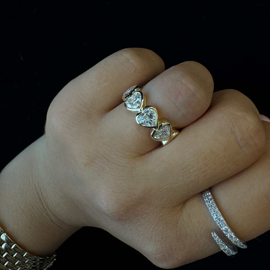 Bezel Set Heart Shape East to West Lab Grown Diamond Eternity Band